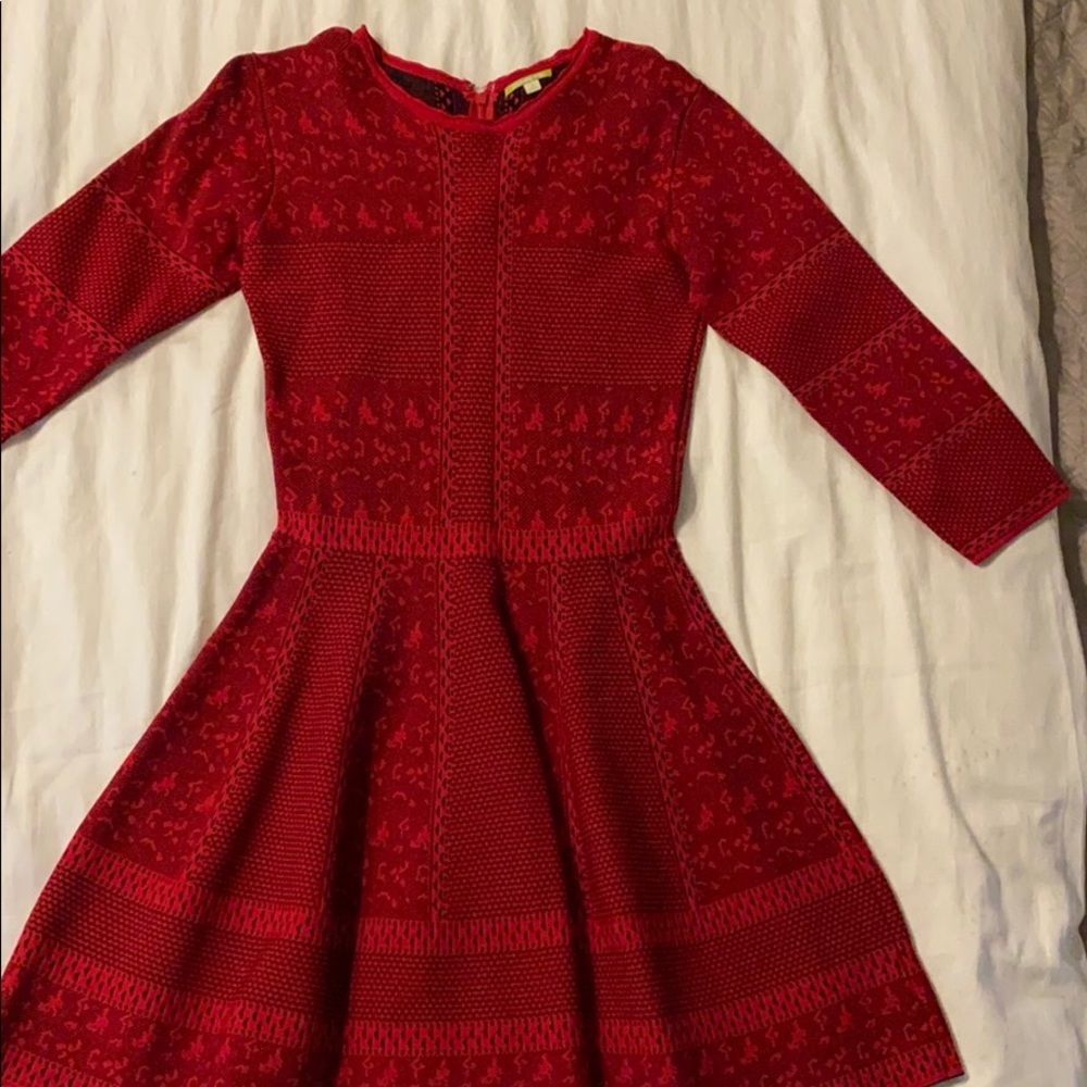gianni bini red 3/4 length sleeve dress